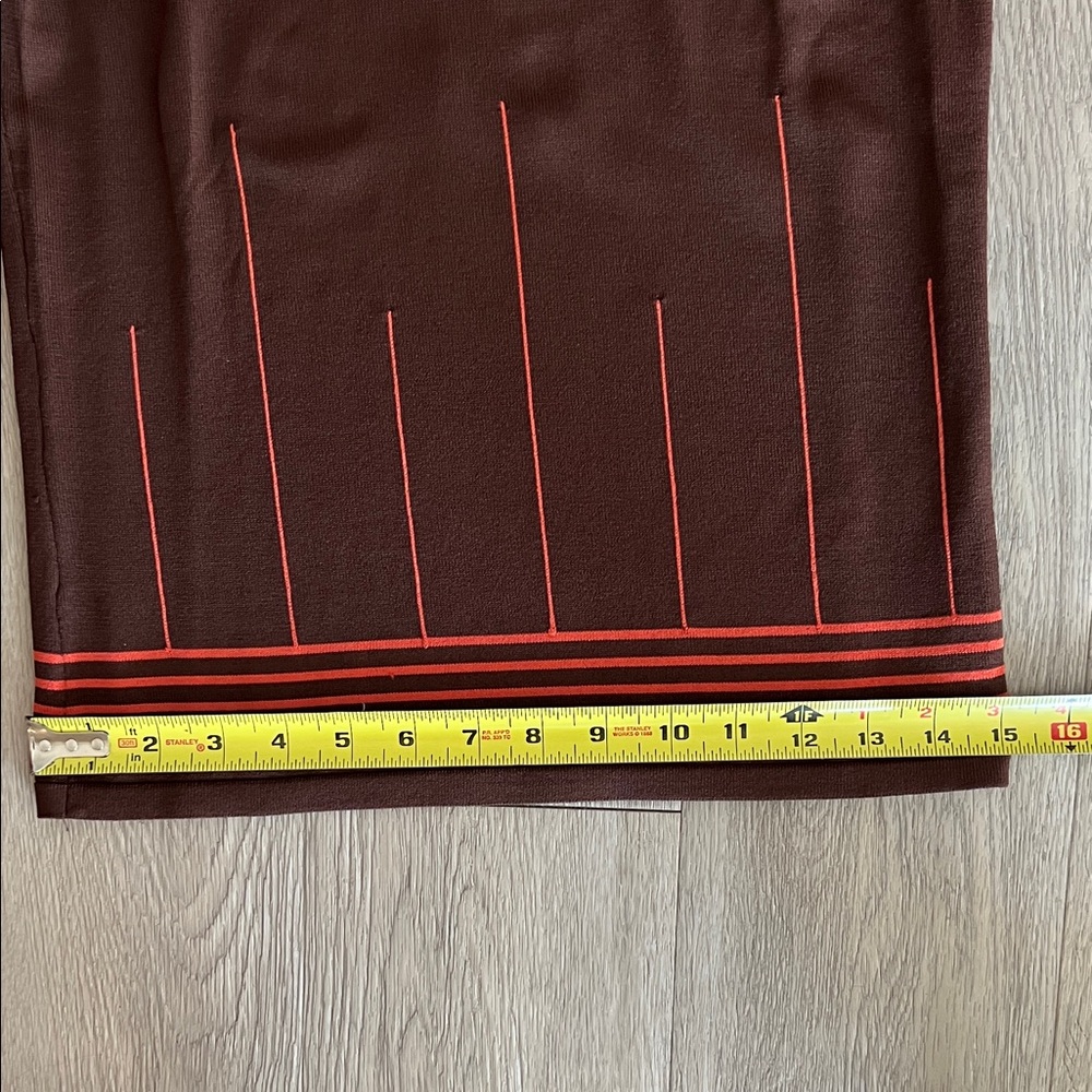 Notations Women's Coral and Chocolate Brown Long 3/4 Sleeve Top - Picture 12 of 15